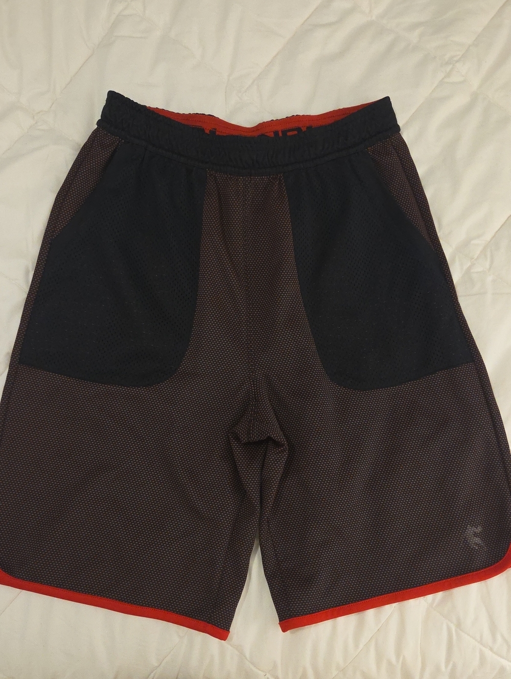 And1 Boys Athletic Shorts in Black, Brown and Red Trim